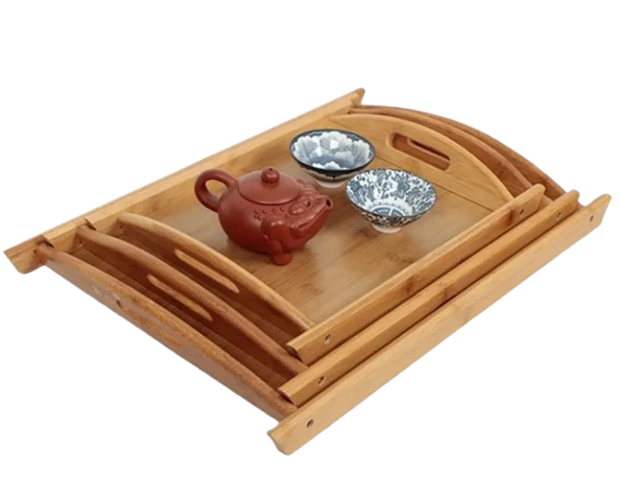 3-Piece Set Bamboo Serving Trays with Handles (Premium Quality)