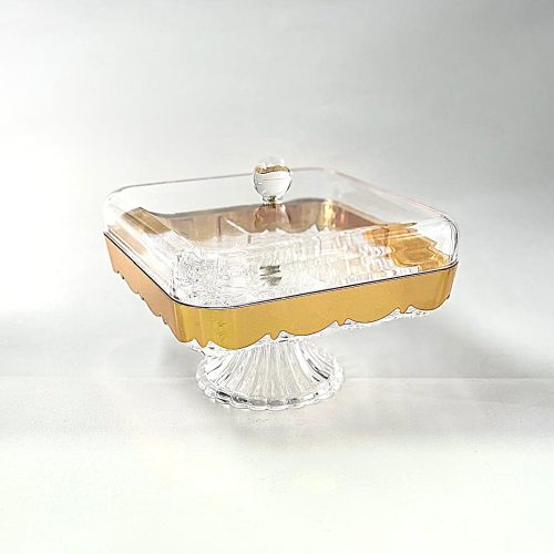 Luxury Crystal Acrylic Dry Fruit Server With Gold Trim