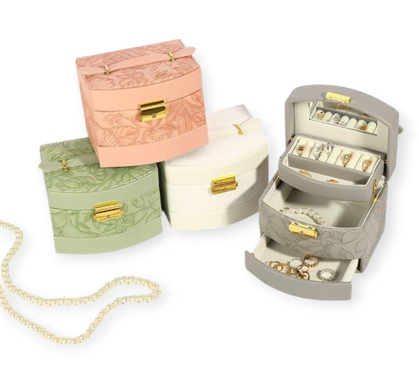 Luxury Self Textured Leather Jewelry Case (Premium Quality)