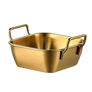 GOLDEN STAINLESS STEEL SERVING BASKET