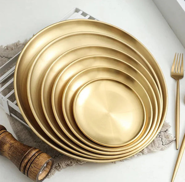 Luxurious Golden SS Round Plate