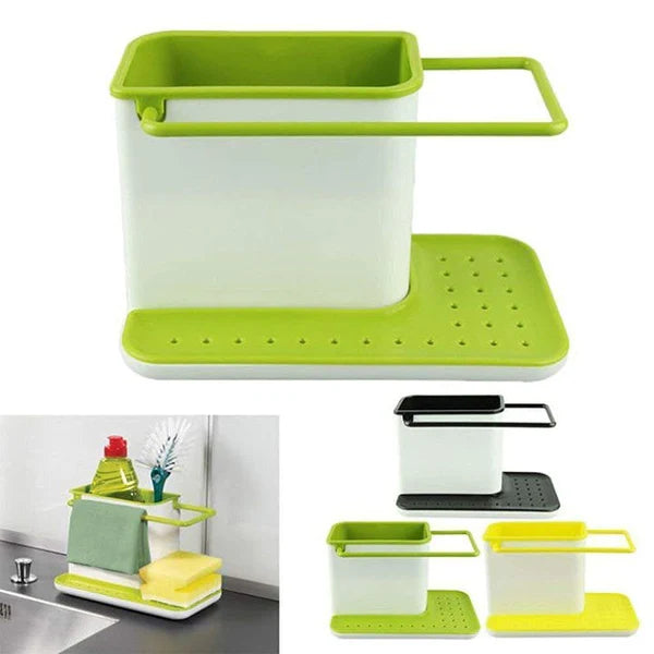 3 in 1 Kitchen Sink Soap & Sponge Organizer (Premium Quality)