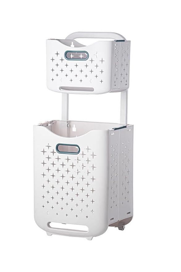 2 Layer Laundry Basket With Wheels