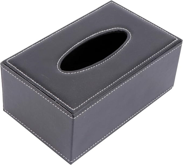Leather Tissue Box black
