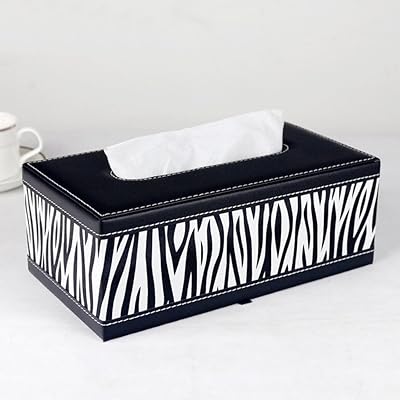 LEATHER TISSUE BOX ZEBRA