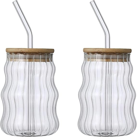 ICE TEA GLASS CLEAR WITH STRAW