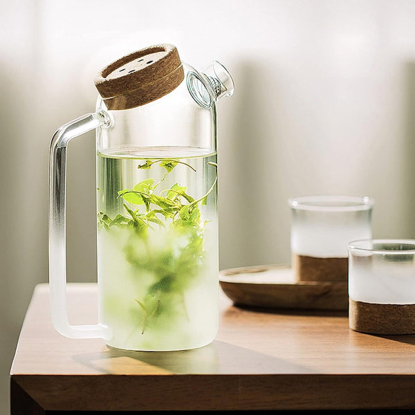 Creative Glass Pitcher Heat-Resistant High Borosilicate Glass Carafe With Handle