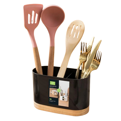Kitchen Utensils Holder With Wooden Base (Premium Quality)