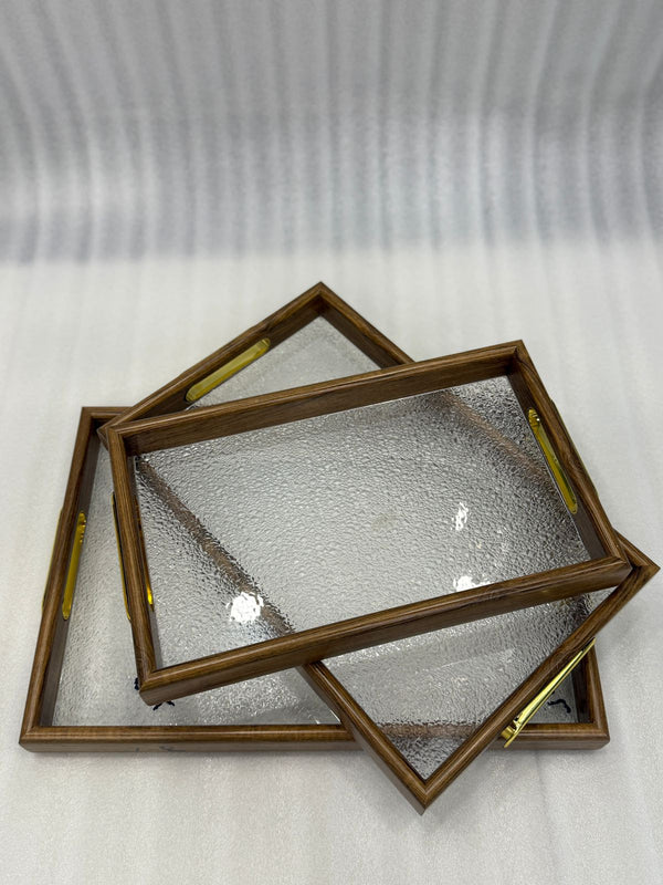 3-Piece Transparent-Look Serving Tray Set