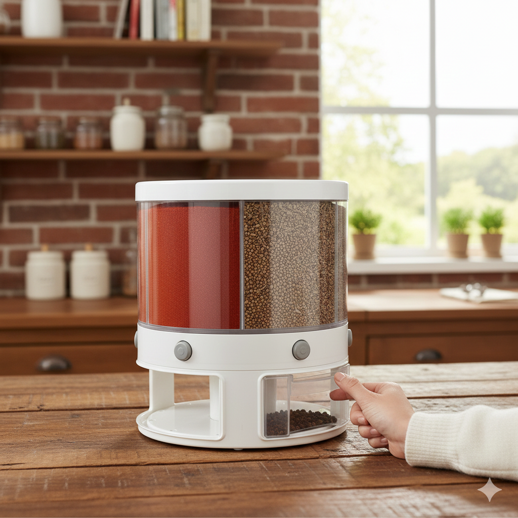 Large Capacity Rice dispenser,6 Grid 360° Rice Dispenser Rotating Food ...