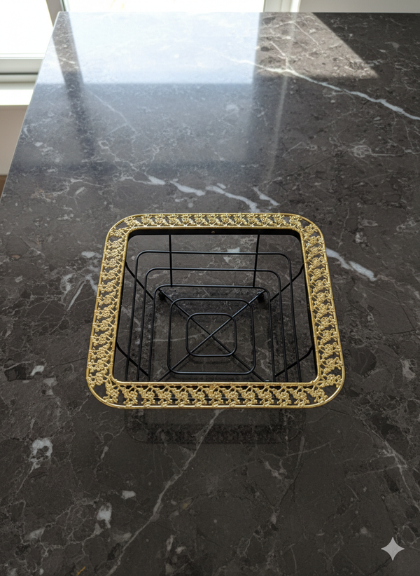 Elegant Square Premium Fruit Basket Black Gold