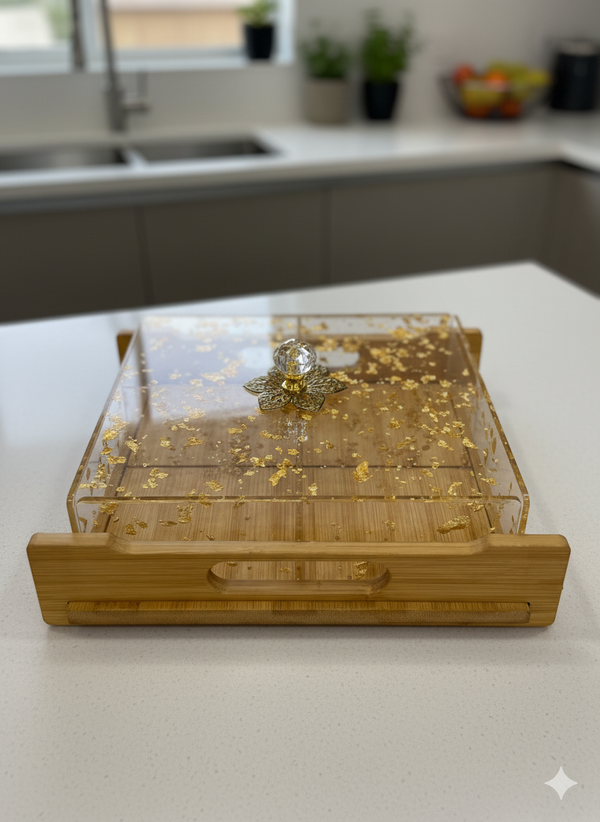 Luxury Wood Gold Acrylic Dry Fruits Storage Box