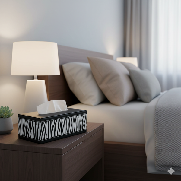 Zebra Print Tissue box and Dustbin