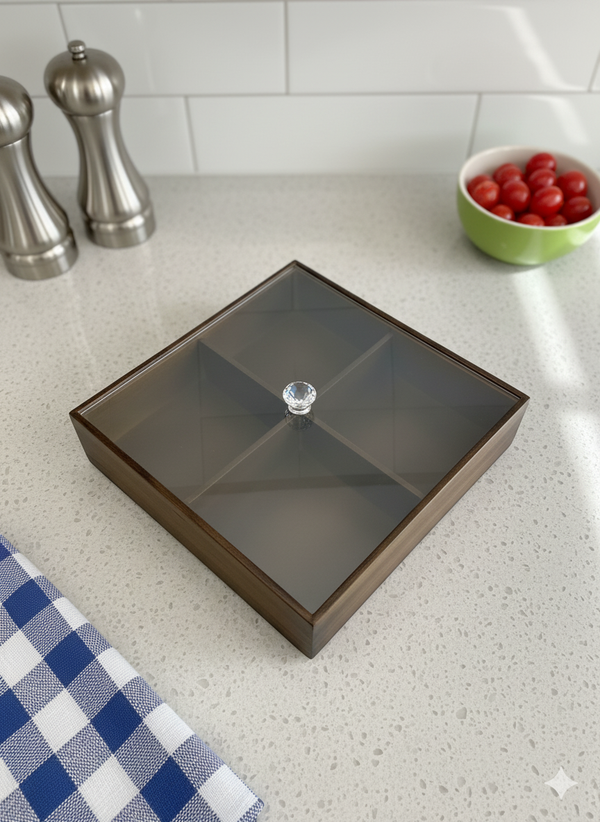 The Four -Compartmen Premium Wood Dry fruits Storage Box