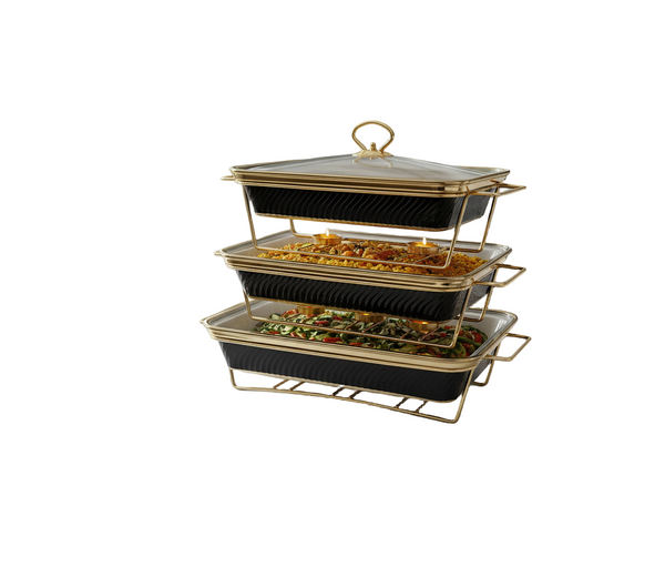 Tiered Chafing Dish Buffet Server (Black Rect)