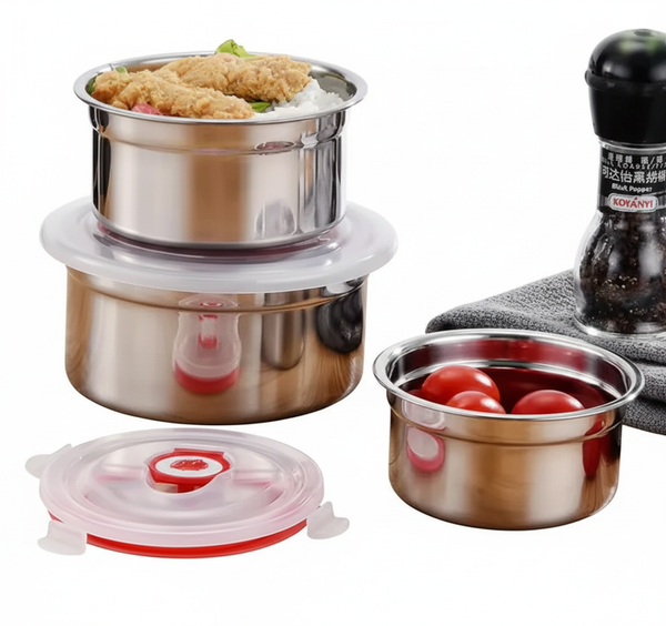 3 pcs Stainless Steel Stackable Food Storage Container Set