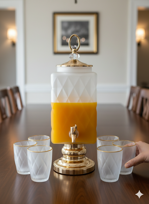 Luxury Beverage Dispenser 7 Pcs Set 1Pc Dispenser 6Pc Glass