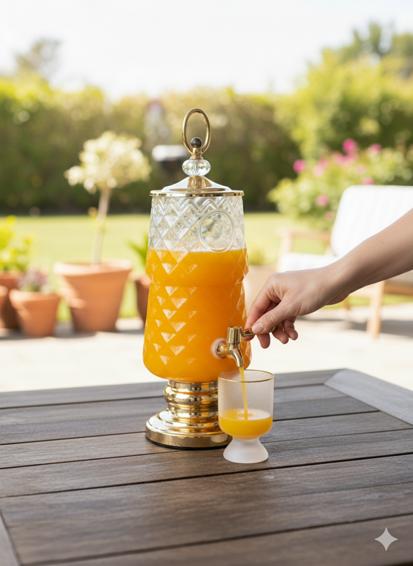 Diamond-Pattern Frosted Glass Dispenser  1Pc Dispenser 6Pc Glass