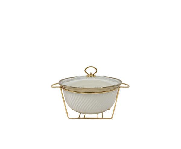 Luxury Ceramic Chafing Dish Bowl Buffet Server (White Rect)