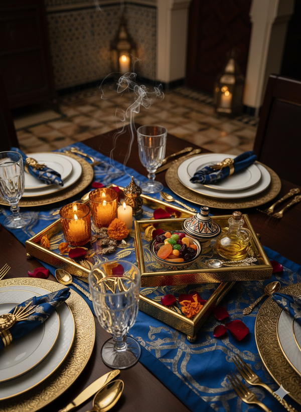 Luxury 2-Piece Glass Luxury Gold Wheat-Pattern Serving Tray Set