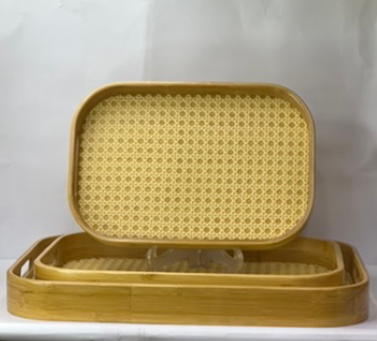 RATTAN BAMBOO TRAY 3 PCS SET