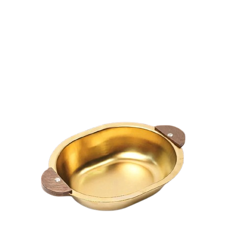 GOLDEN GREAVY BOWL WITH WOODEN HANDLE