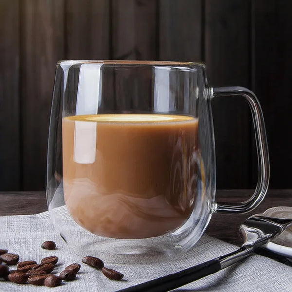 DOUBLE WALL GLASS MUG (ROUND SHAPE)