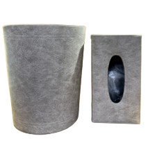 Leather Tissue Box & Dustbin Set-VINTAGE OFFWHITE