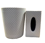 Leather Tissue Box & Dustbin Set- CHANEL