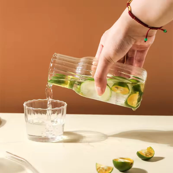 Glass Water Bottle with Glass Cup Set Drink Ware