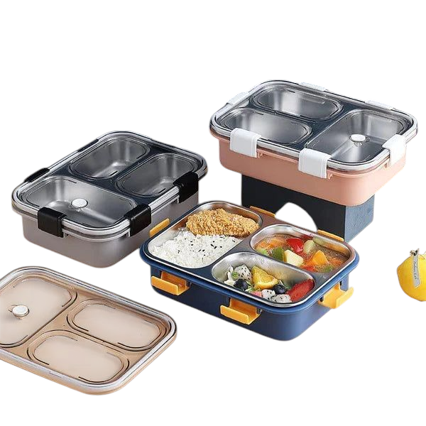 LAXSON Three-Compartment Stainless Steel Lunch Box