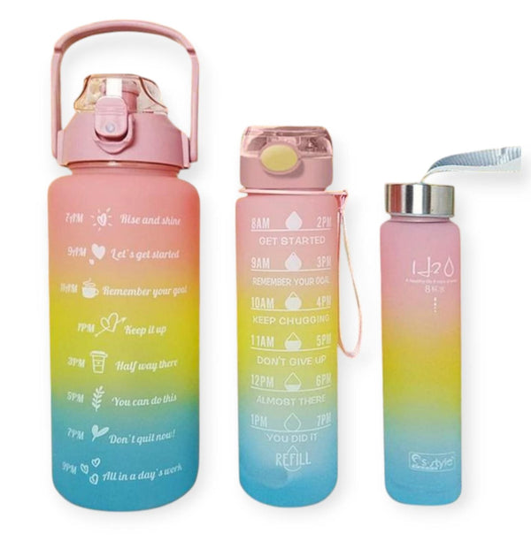 3 Pcs Set Motivational Sport Bottle