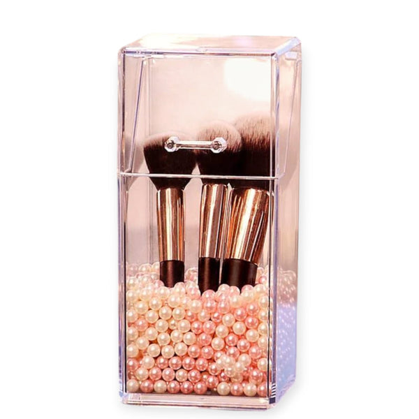 Acrylic Make up Brush Storage Box With Pearls