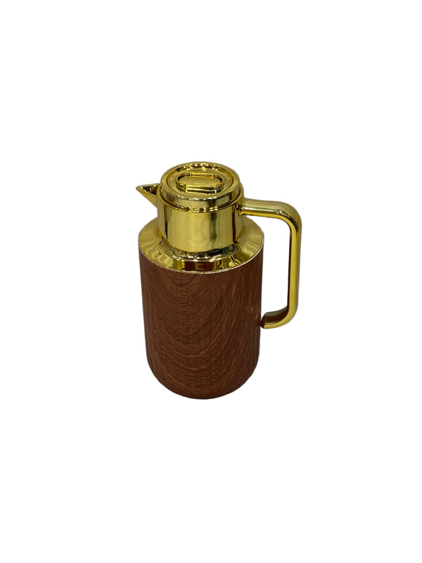1L Stainless Steel Flask (Wood,Golden)