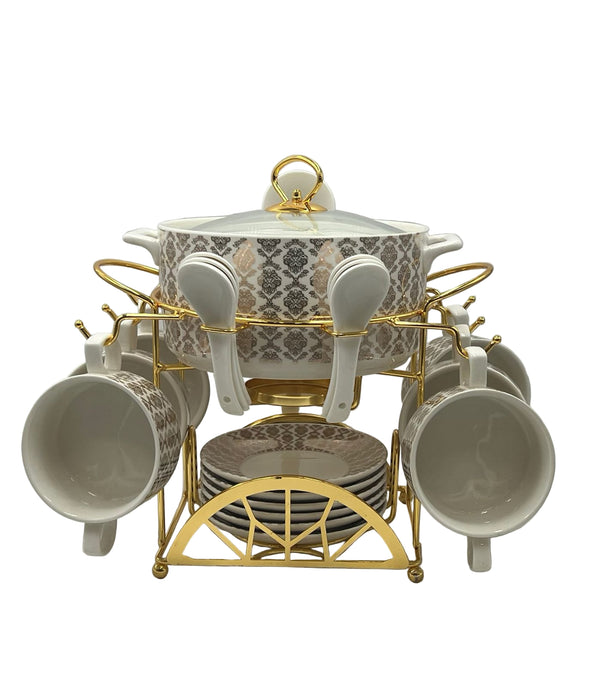 Luxury Ceramic Dinnerware Soup Set with  Stand 22 Piece