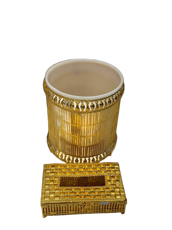 luxurious Elegant Glamorous Waste Bin and Tissue Box (design 4)