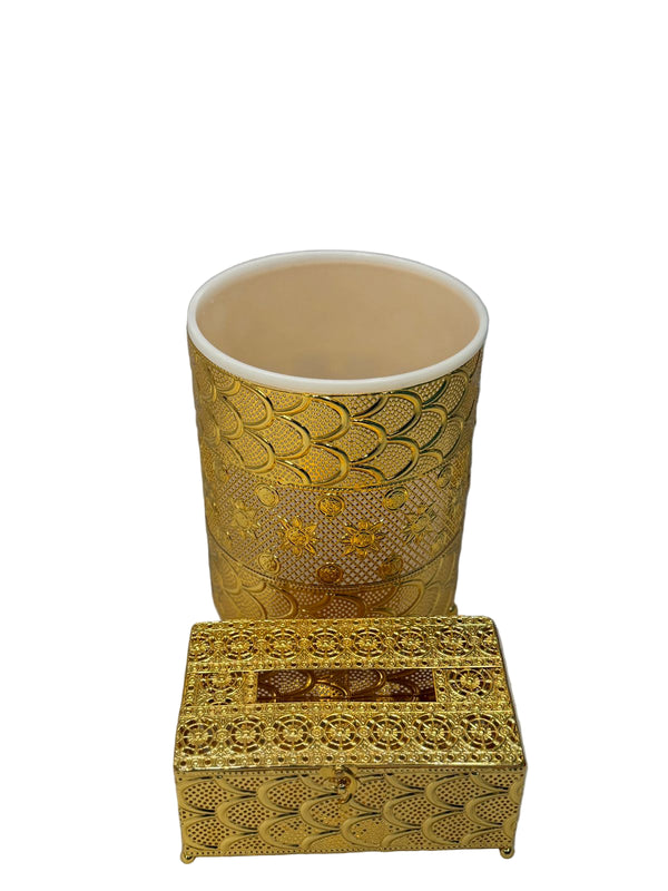 luxurious Elegant Glamorous Waste Bin and Tissue Box