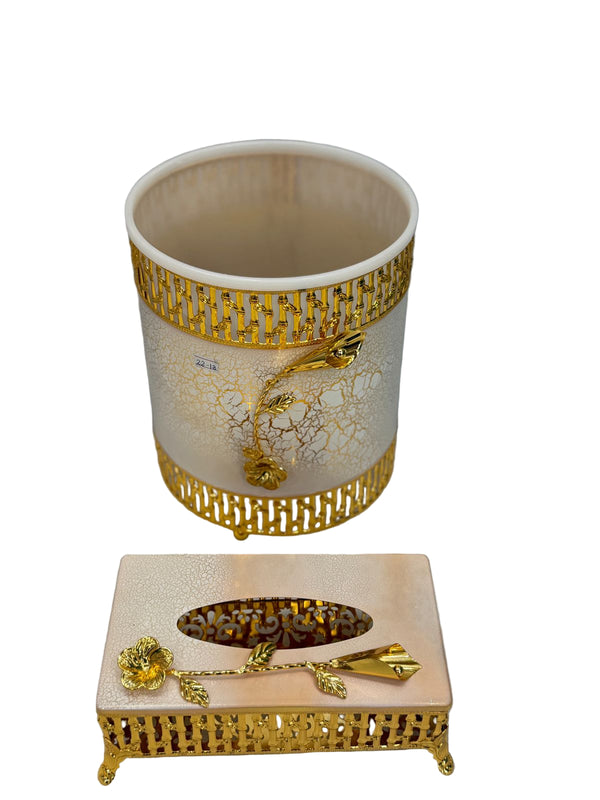 Glamorous Waste Bin and Tissue Box Round Shape (Blush Pink)