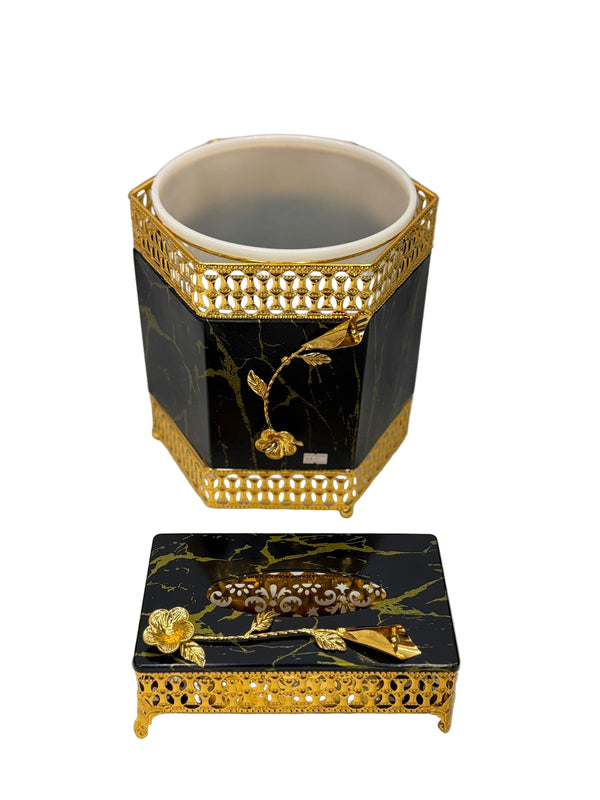Glamorous Waste Bin and Tissue Box (Black) small