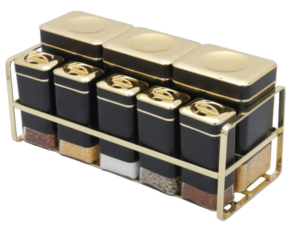 Luxury  8-Jar Spice Organizer with Gold Rack (238)