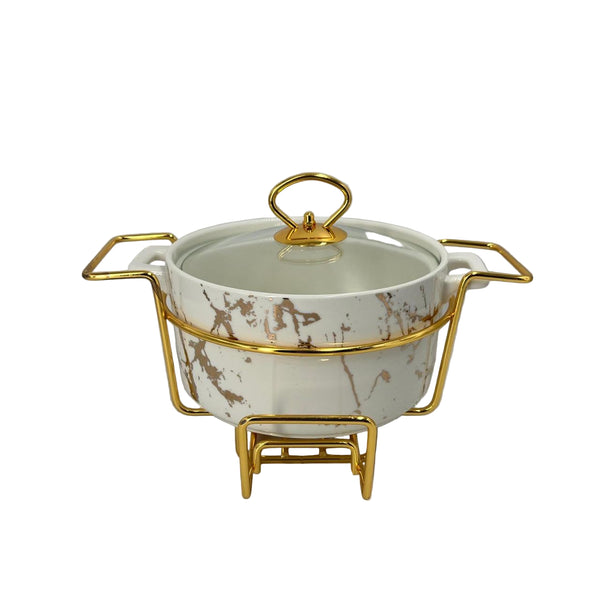 Luxury Ceramic Chafing Dish Buffet Server (ROUND WHITE)