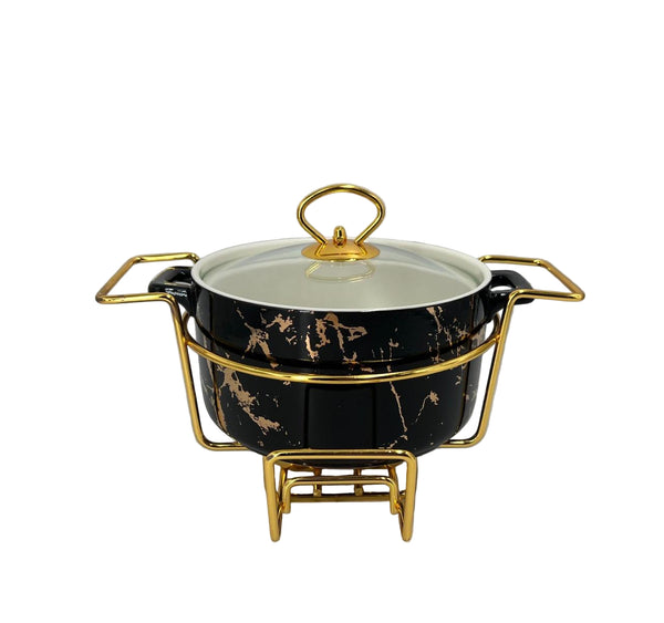 Luxury Ceramic Chafing Dish Buffet Server Set (ROUND BLACK)