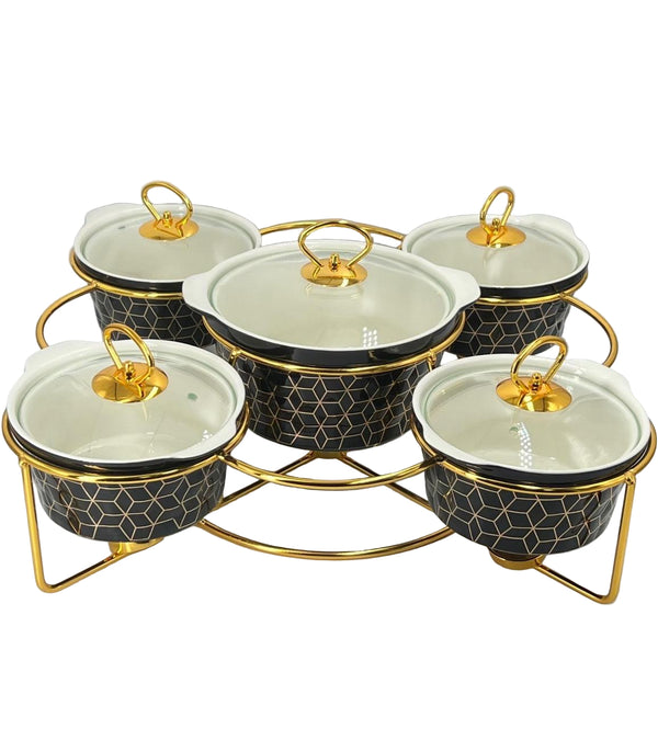 Luxury 5 Pcs Dish Food Warmer Buffet Style Serving