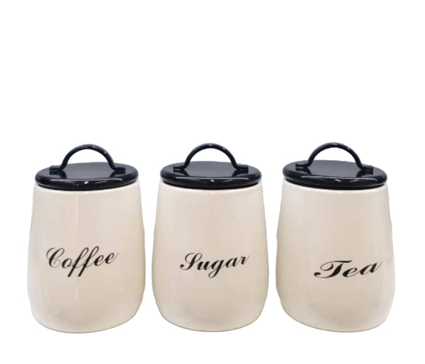 Metal Classic Trio Coffee, Tea, and Sugar Canister Set