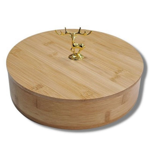 BAMBOO 4 PARTITION DRYFRUIT TRAY - Round