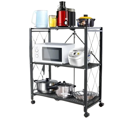 Multipurpose 3 Tiers Foldable Kitchen Trolley (Premium Quality)