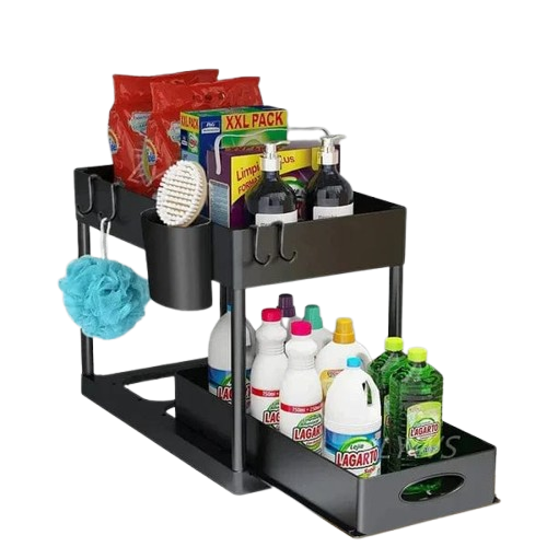 2 Tier Under Sink Organizer Sliding Cabinet Basket