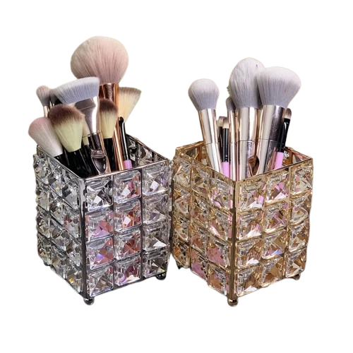 Crystal Gold Makeup Brush Holder Cosmetics Organizer (Premium Quality)
