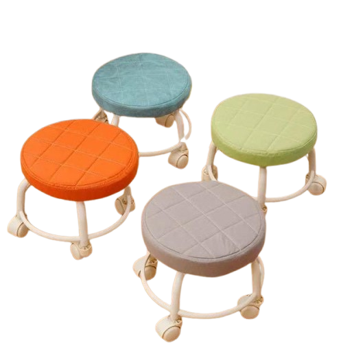 Low Height Rolling Stool with 360° Swivel Wheels (Premium Quality)