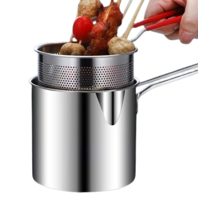 Stainless Steel Deep Frying Pot With Strainer (Premium Quality)